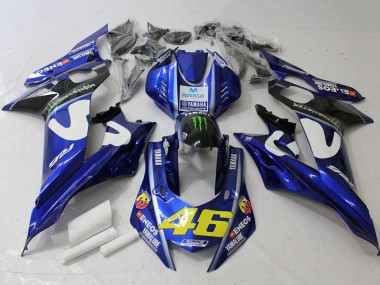 Weiß Blau Grün Monster MoviStar 2017-2023 Yamaha YZF R6 Motorrad Verkleidung