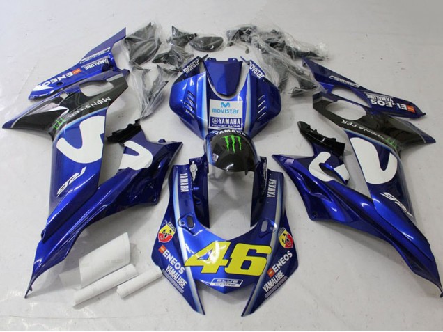 Weiß Blau Grün Monster MoviStar 2017-2023 Yamaha YZF R6 Motorrad Verkleidung