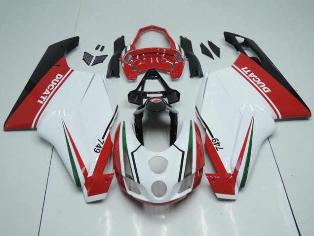 Weiß Rot Grün Glänzendes Schwarz 2003-2004 Ducati 749 Motorrad Verkleidung