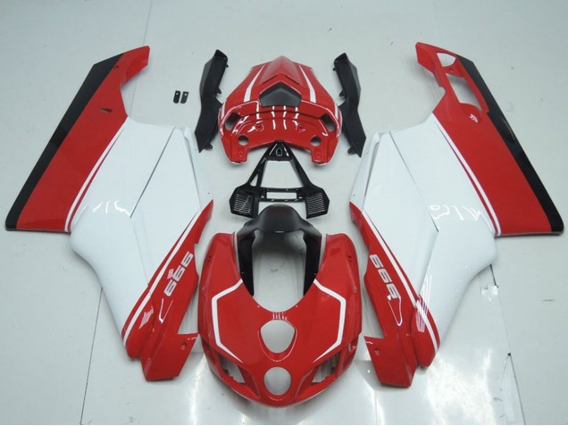 Weiß Rot Glänzendes Schwarz 2005-2006 Ducati 999 Motorrad Verkleidung