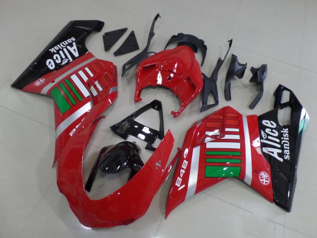 Rot Silber Grün Glänzendes Schwarz Alice Sundisk 2007-2014 Ducati 848 Motorrad Verkleidung