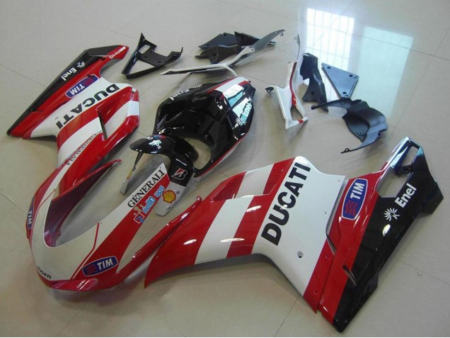 Weiß Rot Schwarz Generali Tim 2007-2014 Ducati 848 1098 1198 Motorrad Verkleidung