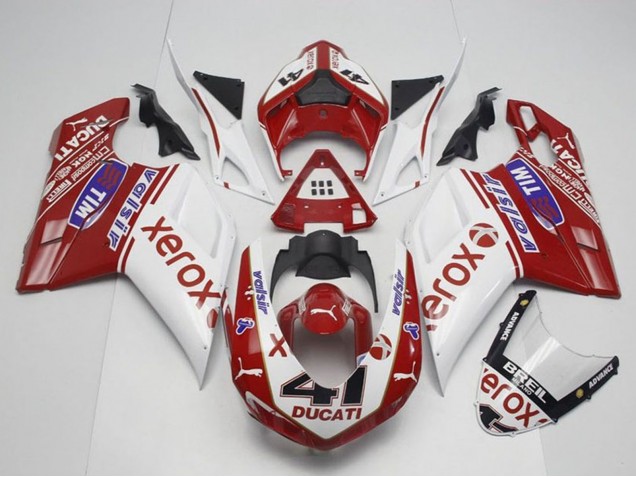 Weiß Rot Glänzendes Schwarz Valsir Xerox OEM Stil 41 2007-2014 Ducati 848 1098 1198 Motorrad Verkleidung