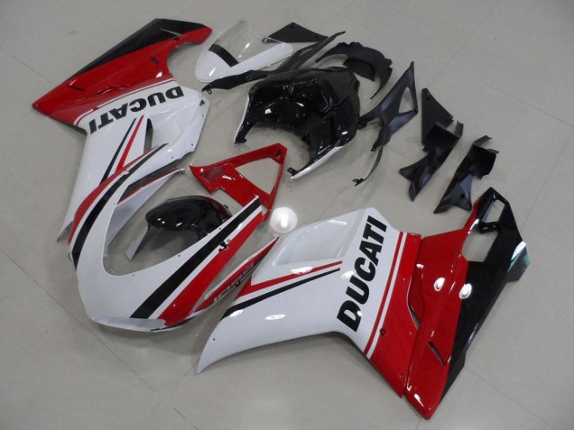 Weiß Rot Grün Glänzendes Schwarz 2007-2014 Ducati 1098 Motorrad Verkleidung