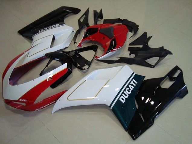 Weiß Rot Glänzendes Schwarz 2007-2014 Ducati 1098 Motorrad Verkleidung