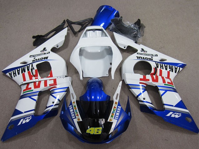 Weiß Blau Rot Fiat Michelin Motul 46 1998-2002 Yamaha YZF R6 Motorrad Verkleidung