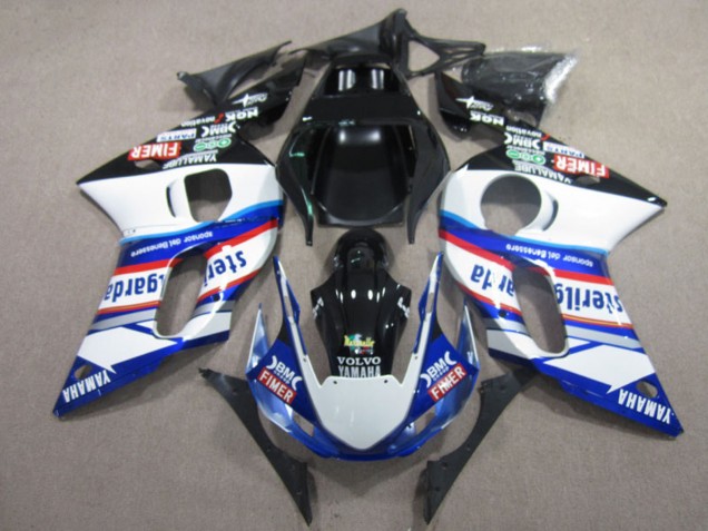 Weiß Blau Rot Schwarz Vilvo Fimer Sterilgarda 1998-2002 Yamaha YZF R6 Motorrad Verkleidung