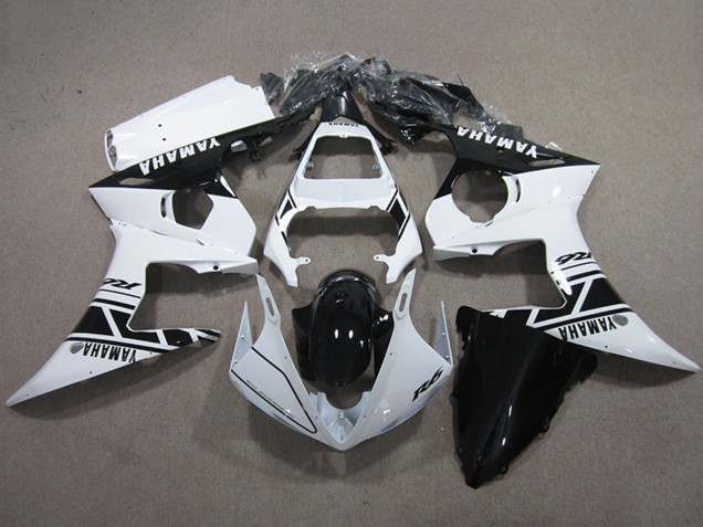 Weiß Glänzendes Schwarz 2003-2004 Yamaha YZF R6 Motorrad Verkleidungen Kit