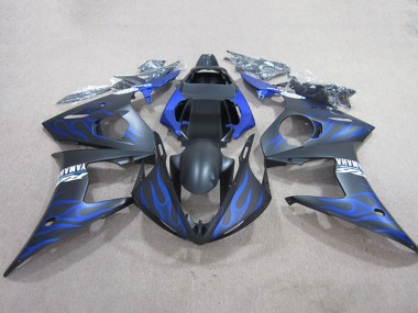 Matt Schwarz Blau Flamme 2003-2004 Yamaha YZF R6 Motorrad Verkleidung