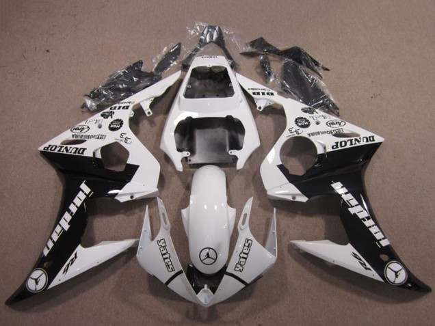Weiß Glänzendes Schwarz Jordan Dunlop 2003-2004 Yamaha YZF R6 Motorrad Verkleidung