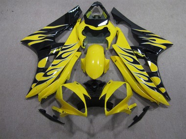 Gelb Schwarz Flamme 2006-2007 Yamaha YZF R6 Motorrad Verkleidung