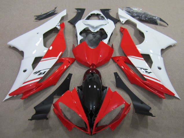 Weiß Rot Glänzendes Schwarz 2008-2016 Yamaha YZF R6 Motorrad Verkleidungen Kit