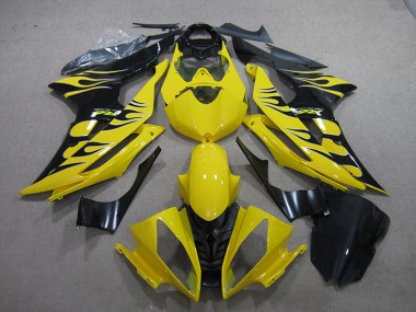 Gelb Glänzendes Schwarz Flamme 2008-2016 Yamaha YZF R6 Motorrad Verkleidung