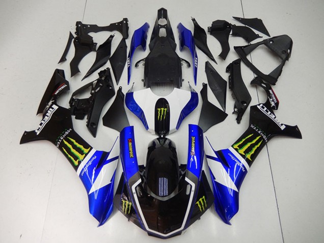 Blau Weiß Glänzendes Schwarz Grün Monster 2015-2019 Yamaha YZF R1 Motorrad Verkleidung