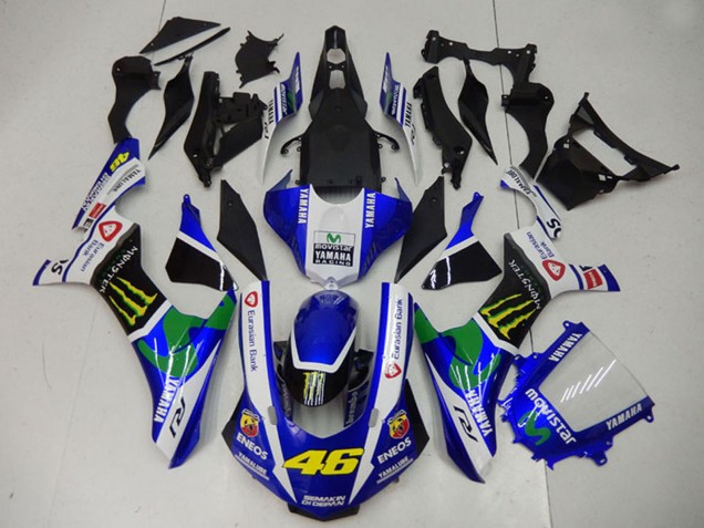 Weiß Blau Schwarz Grün ENEOS MoviStar Monster 46 2015-2019 Yamaha YZF R1 Motorrad Verkleidung