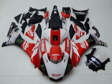 Weiß Rot Schwarz Grün Monster Milwaukee 2015-2019 Yamaha YZF R1 Motorrad Verkleidung