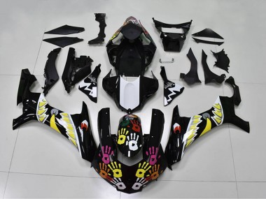 Schwarz Weiß Gelb Rosa Hai 2015-2019 Yamaha YZF R1 Motorrad Verkleidung