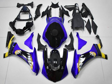 Blau Gelb Glänzendes Schwarz Hai 2015-2019 Yamaha YZF R1 Motorrad Verkleidung