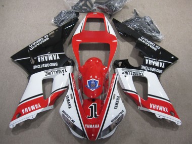 Weiß Rot Glänzendes Schwarz Yamalube 50 1998-1999 Yamaha YZF R1 Motorrad Verkleidung