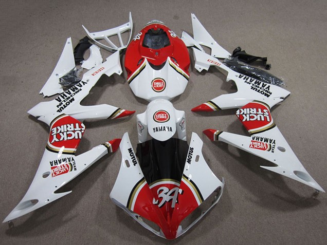 Weiß Rot Lucky Strike 2004-2006 Yamaha YZF R1 Motorrad Verkleidung
