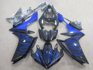 Glänzendes Schwarz Blau Flamme 2007-2008 Yamaha YZF R1 Motorrad Verkleidung
