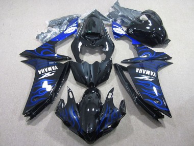 Glänzendes Schwarz Blau Flamme 2007-2008 Yamaha YZF R1 Motorrad Verkleidung