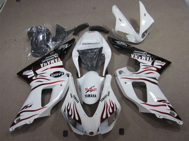 Weiß Rot Schwarz Flamme 2009-2011 Yamaha YZF R1 Motorrad Verkleidung