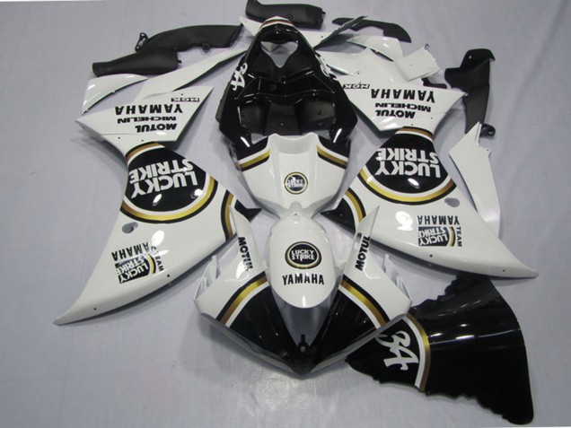 Weiß Schwarz Lucky Strike 2009-2011 Yamaha YZF R1 Motorrad Verkleidung