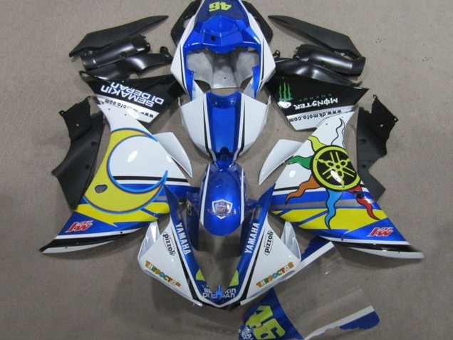 Weiß Blau Gelb Grün Monster Semakin Didepan 2009-2011 Yamaha YZF R1 Motorrad Verkleidung