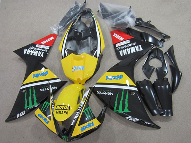 Gelb Weiß Schwarz Rot Grün Motul Monster 2009-2011 Yamaha YZF R1 Motorrad Verkleidung