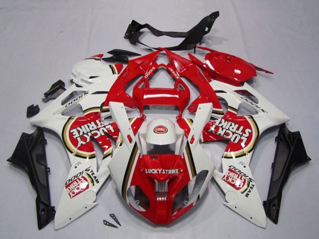Weiß Rot Lucky Strike 2009-2014 BMW S1000RR Motorrad Verkleidung