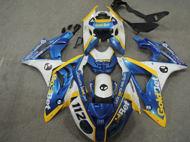 Weiß Gelb Blau GoldBet 112 2009-2014 BMW S1000RR Motorrad Verkleidung