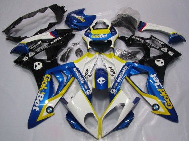 Weiß Gelb Blau Glänzendes Schwarz GoldBet HP 2009-2014 BMW S1000RR Motorrad Verkleidung