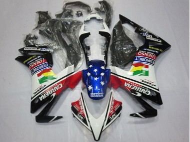 Weiß Rot Blau Glänzendes Schwarz Stern Carrera Lee Denso EuroBet 2013-2015 Honda CBR500R Motorrad Verkleidung
