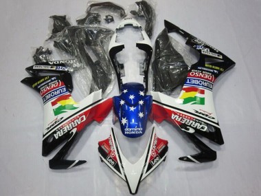 Weiß Rot Blau Glänzendes Schwarz Stern Carrera Lee Denso EuroBet 2013-2015 Honda CBR500R Motorrad Verkleidung