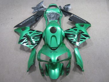 Grün Schwarz Flamme 2003-2004 Honda CBR600RR Motorrad Verkleidung
