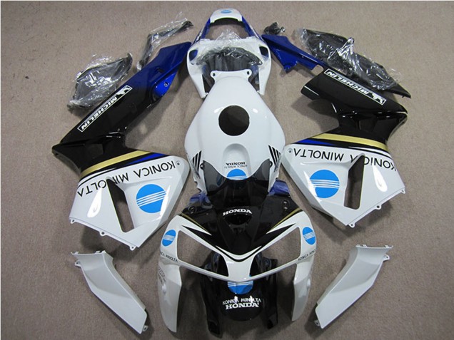 Weiß Blau Gelb Glänzendes Schwarz Konica Minolta 2005-2006 Honda CBR600RR Motorrad Verkleidung