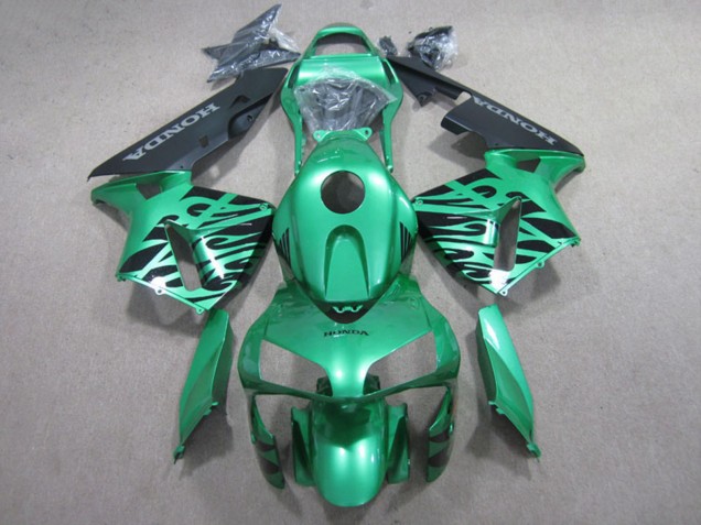 Grün Glänzendes Schwarz Flamme 2007-2008 Honda CBR600RR Motorrad Verkleidung