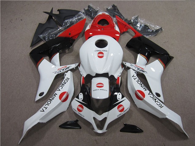 Weiß Rot Glänzendes Schwarz Konica Minolta 2007-2008 Honda CBR600RR Motorrad Verkleidung