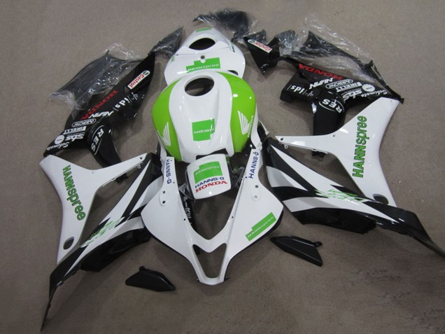 Weiß Grün Glänzendes Schwarz Hannspree 2007-2008 Honda CBR600RR Motorrad Verkleidung Kit