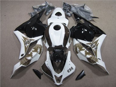 Weiß Glänzendes Schwarz 2009-2012 Honda CBR600RR Motorrad Verkleidungen Kit
