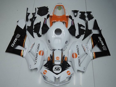 Weiß Orange Glänzendes Schwarz Konica Minolta 56 2012-2016 Honda CBR1000RR Motorrad Verkleidung