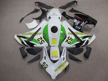 Weiß Grün Gelb Glänzendes Schwarz Hannspree 52 2008-2011 Honda CBR1000RR Motorrad Verkleidung