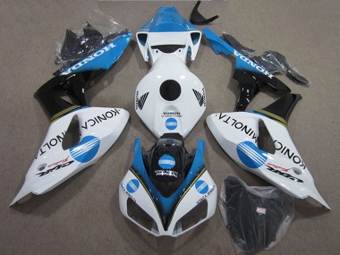 Weiß Hellblau Glänzendes Schwarz Konica Minolta 2006-2007 Honda CBR1000RR Motorrad Verkleidung