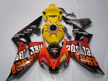Gelb Orange Glänzendes Schwarz Rossi Repsol 46 2006-2007 Honda CBR1000RR Motorrad Verkleidung