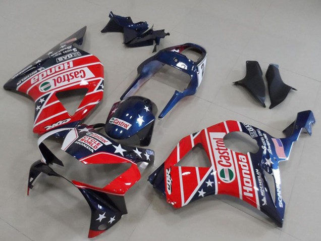 Blau Rot Cycle World Castrol 2002-2003 Honda CBR900RR 954 Motorrad Verkleidung