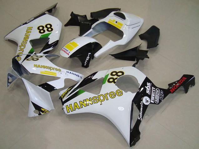 Weiß Gelb Glänzendes Schwarz Hannspree 88 2002-2003 Honda CBR900RR 954 Motorrad Verkleidung