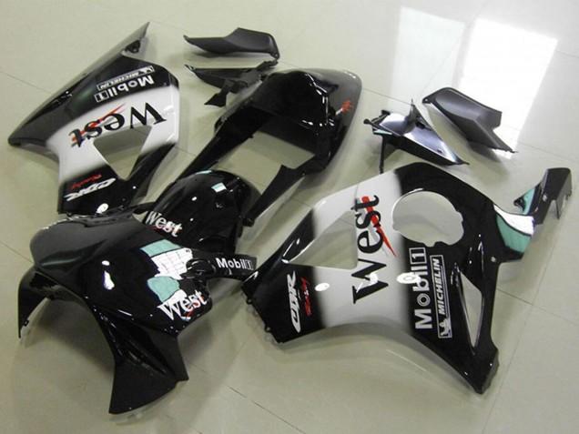 Glänzendes Schwarz Weiß West 2002-2003 Honda CBR900RR 954 Motorrad Verkleidung