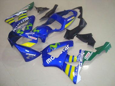 Blau Gelb Grün MoviStar Castrol 2000-2001 Honda CBR900RR 929 Motorrad Verkleidung