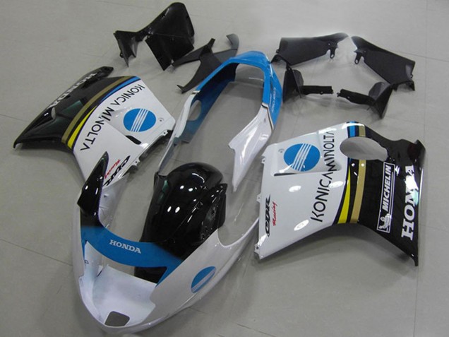Weiß Blau Glänzendes Schwarz Konica Minolta 1996-2007 Honda CBR1100XX Blackbird Motorrad Verkleidung